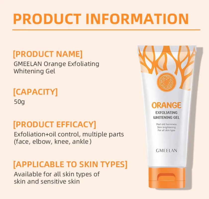 Orange Exfoliating Gel Brightening Dead Skin Remover 50g