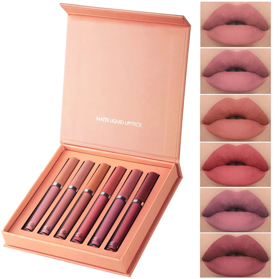 MAXFINE 6 Color Matte Lip Gloss Set Waterproof