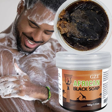 GZE African Black Soap 3-in-1 Face Hair Body Cleanser