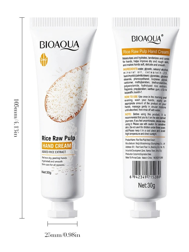 BIOAOUA Rice Hand Cream Moisturizing & Nourishing 30g