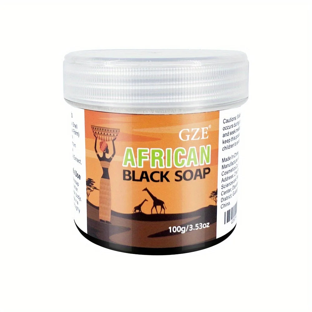 GZE African Black Soap 3-in-1 Face Hair Body Cleanser