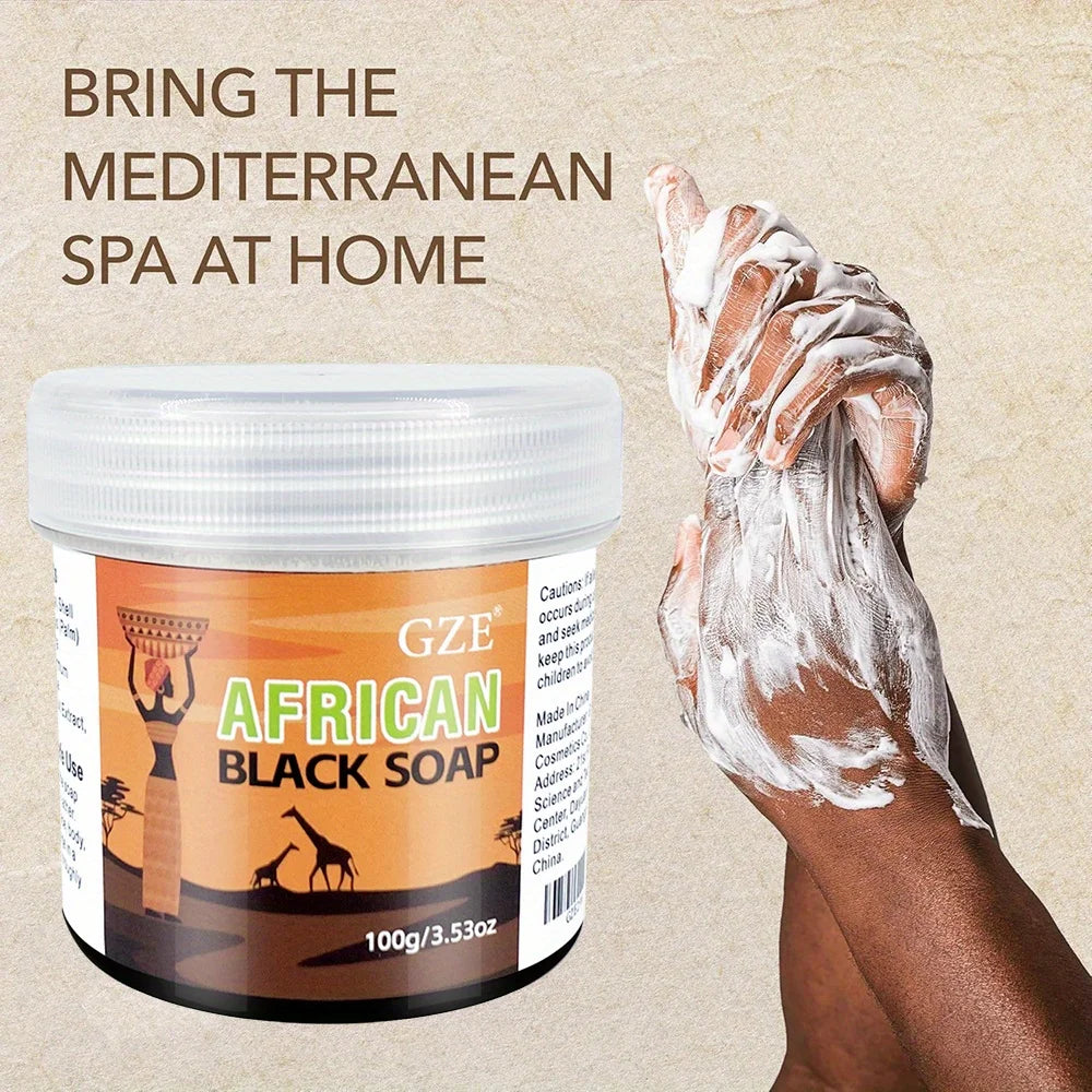 GZE African Black Soap 3-in-1 Face Hair Body Cleanser
