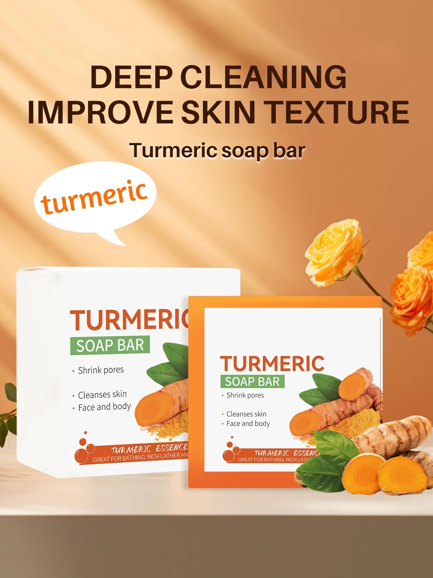Handmade Turmeric Soap Brightening Skin Cleanser Bar