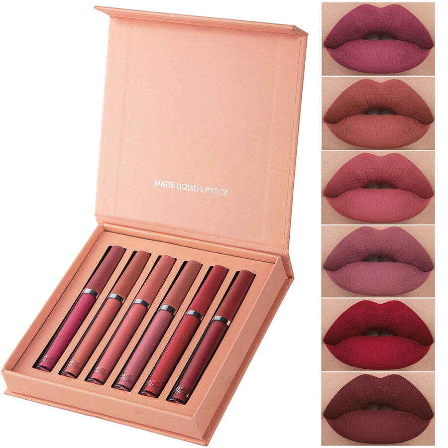 MAXFINE 6 Color Matte Lip Gloss Set Waterproof