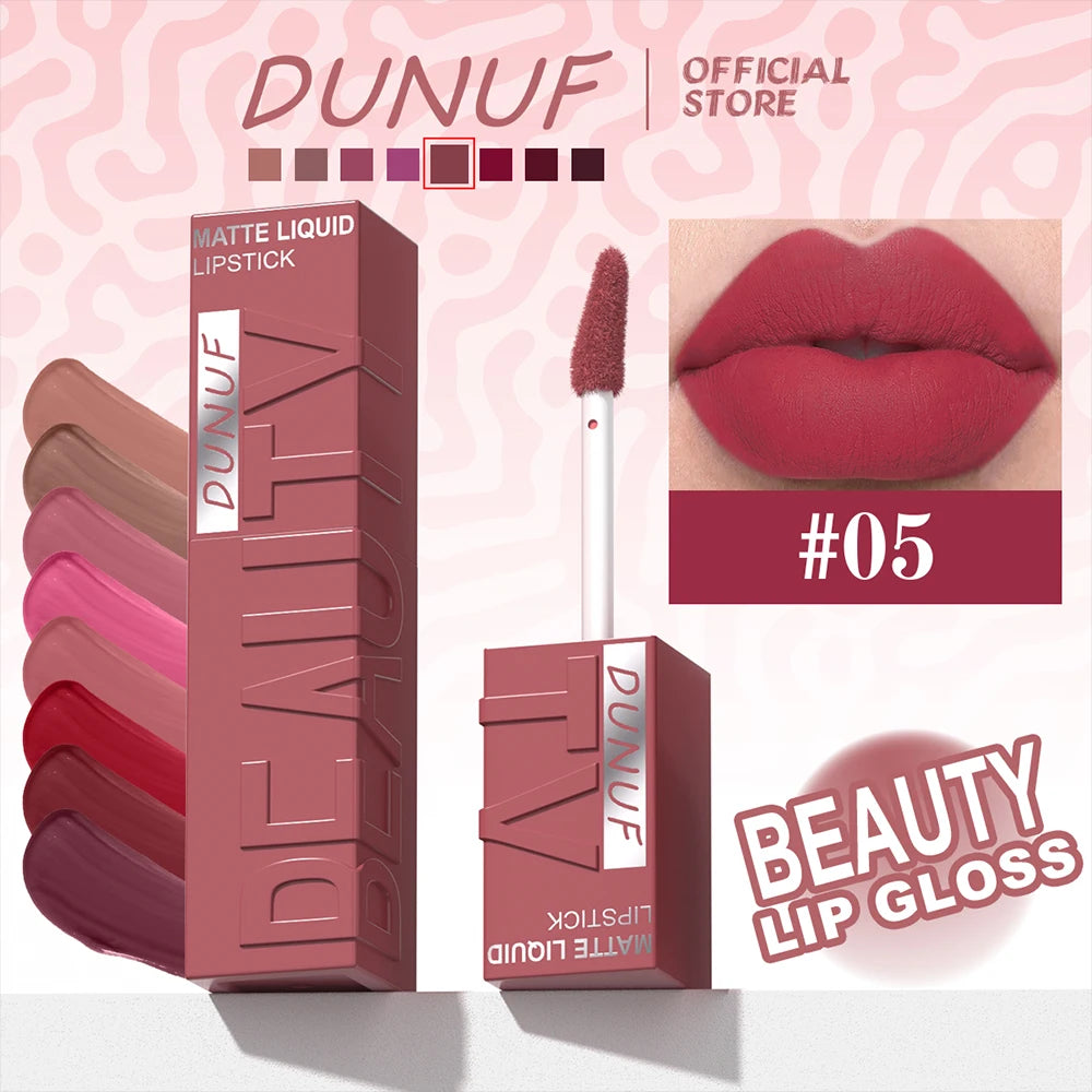 DUNUF Velvet Matte Waterproof Lip Gloss