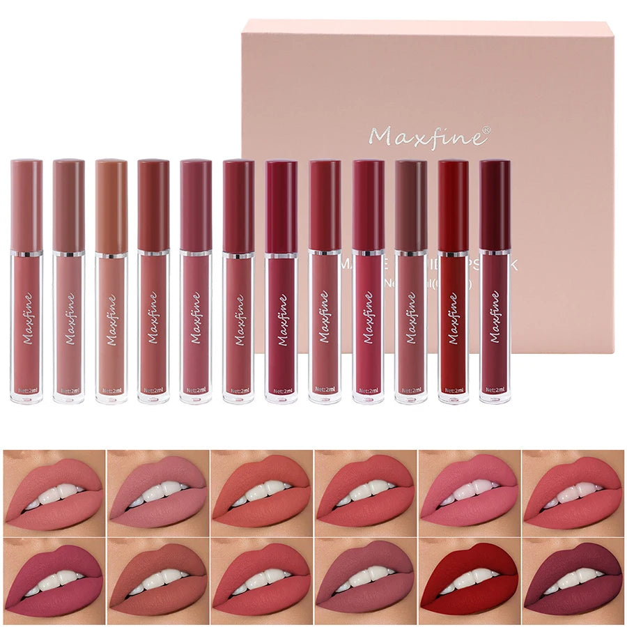 MAXFINE 6 Color Matte Lip Gloss Set Waterproof