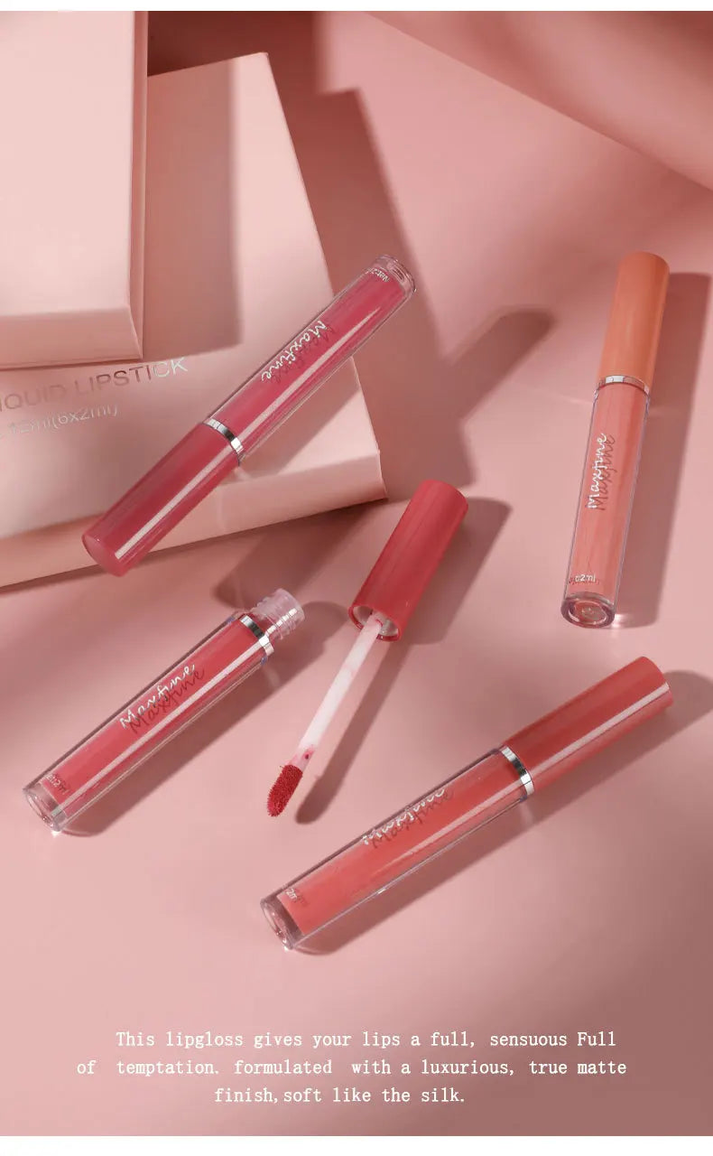MAXFINE 6 Color Matte Lip Gloss Set Waterproof