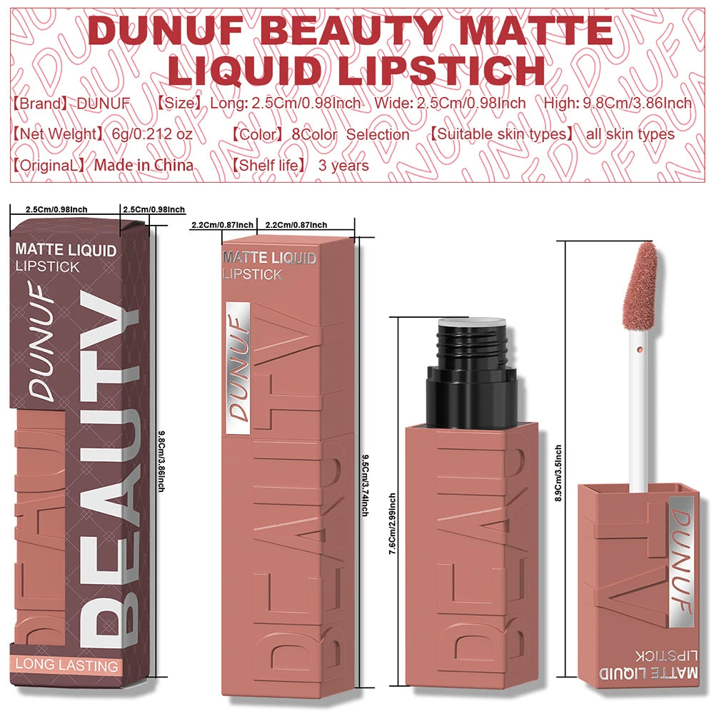DUNUF Velvet Matte Waterproof Lip Gloss