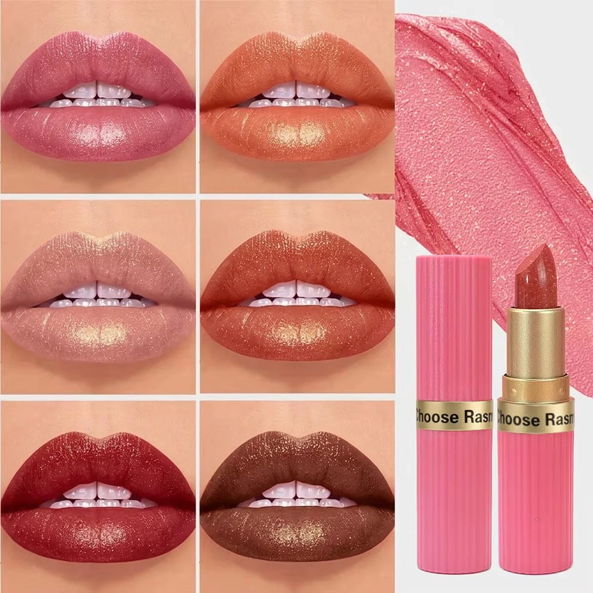 Pearlescent Pink Glitter Velvet Matte Lipstick