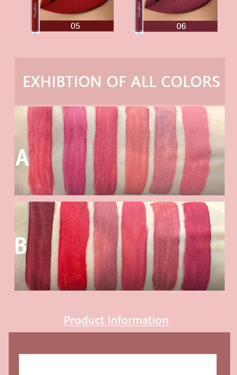 MAXFINE 6 Color Matte Lip Gloss Set Waterproof